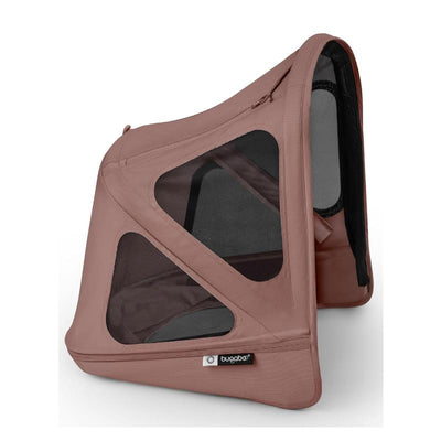Bugaboo Donkey Breezy Sun Canopy in dusty pink, featuring ventilation panels and a built-in mosquito net.