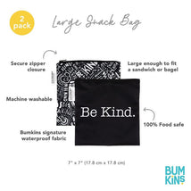Bumkins 2Pk Reusable Sandwich & Snack Bags, Be Kind Image 2
