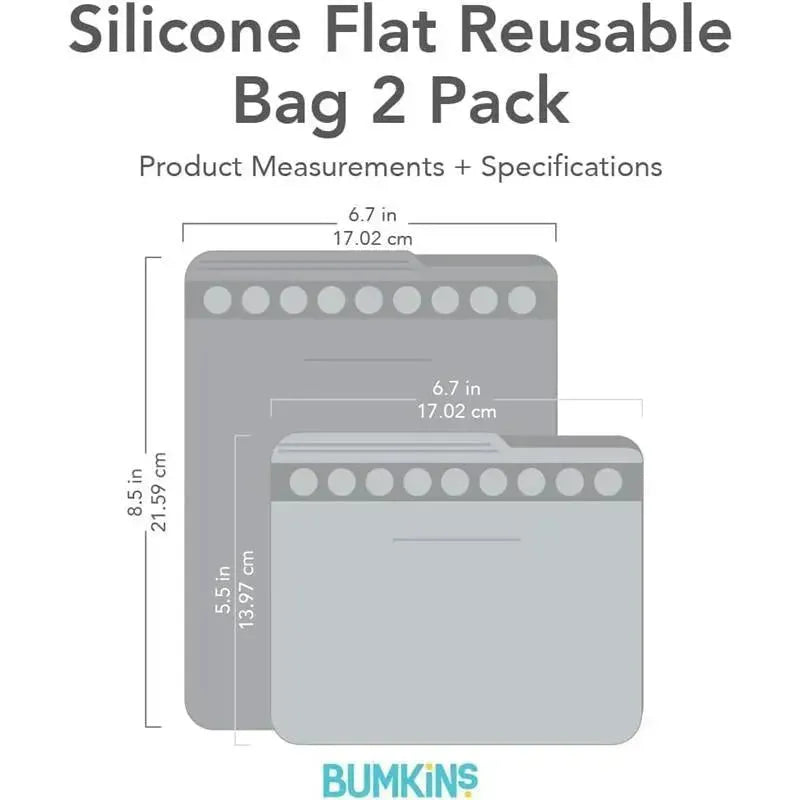 Bumkins - 2Pk Silicone Flat Reusable Bag, Lavender Image 5