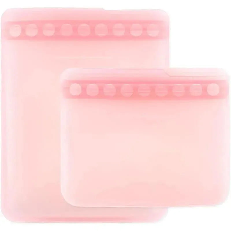 Bumkins - 2Pk Silicone Flat Reusable Bag, Pink Image 1