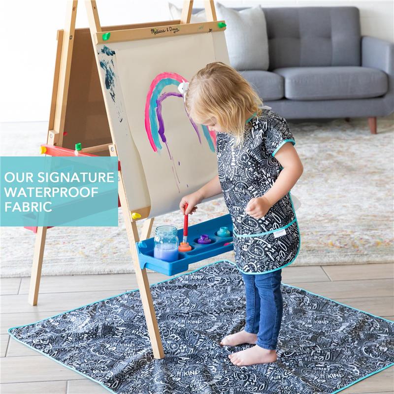 Bumkins Baby Splat Mat for Under High Chair, Born This Way Be Kind Black Image 3