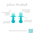 Bumkins - Baby Utensils Set, Chewtensils Silicone, Blue Jelly Image 4