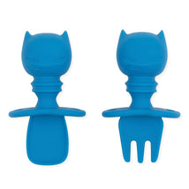 Bumkins Baby Utensils Set, Chewtensils Silicone Spoons for Dipping, Batman Blue Image 1