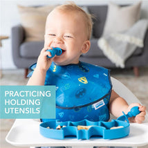 Bumkins Baby Utensils Set, Chewtensils Silicone Spoons for Dipping, Batman Blue Image 2