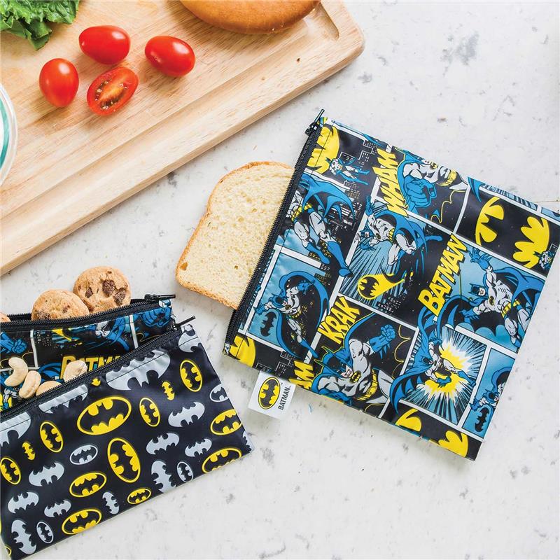 Bumkins DC Comics Reusable Snack Bag, Large, Batman Image 2