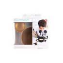 Disney Silicone First Feeding Set in gold, featuring a child eating from a bowl styled with Mickey Mouse motifs.