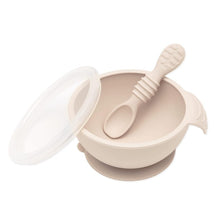 Bumkins Silicone First Feeding Set with Lid and Spoon - Sand Image 1
