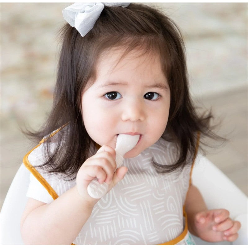 Bumkins Silicone First Feeding Set with Lid and Spoon - Sand Image 3