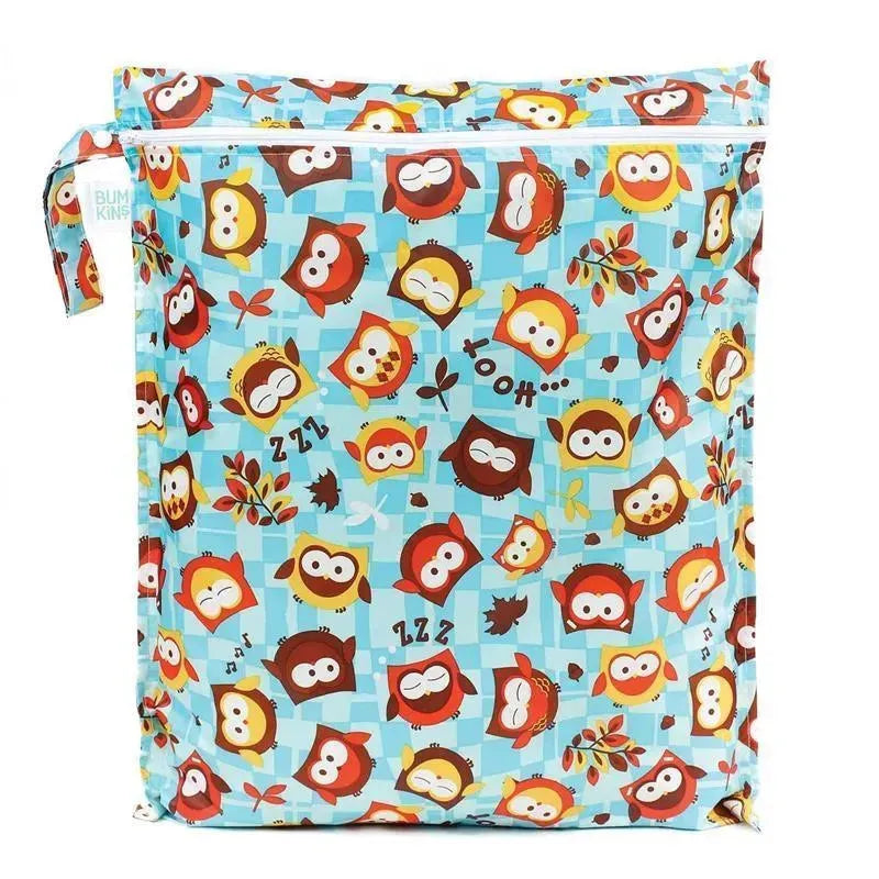 Bumkins Waterproof Diaper Laundry Wet Bag,Blue Owl Image 1