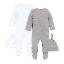 Burts Bees - 2Pk Baby Coveralls & Knot Top Hats, Heather Grey Preemie Image 2