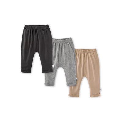 Burts Bees - 3Pk Organic Cotton Baby Harem Pants, Ash Image 1