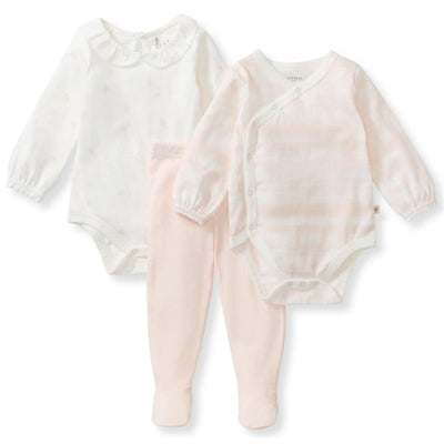 Burts Bees 3Pk Origami Baby Girl Bodysuit & Pants Set Image 1