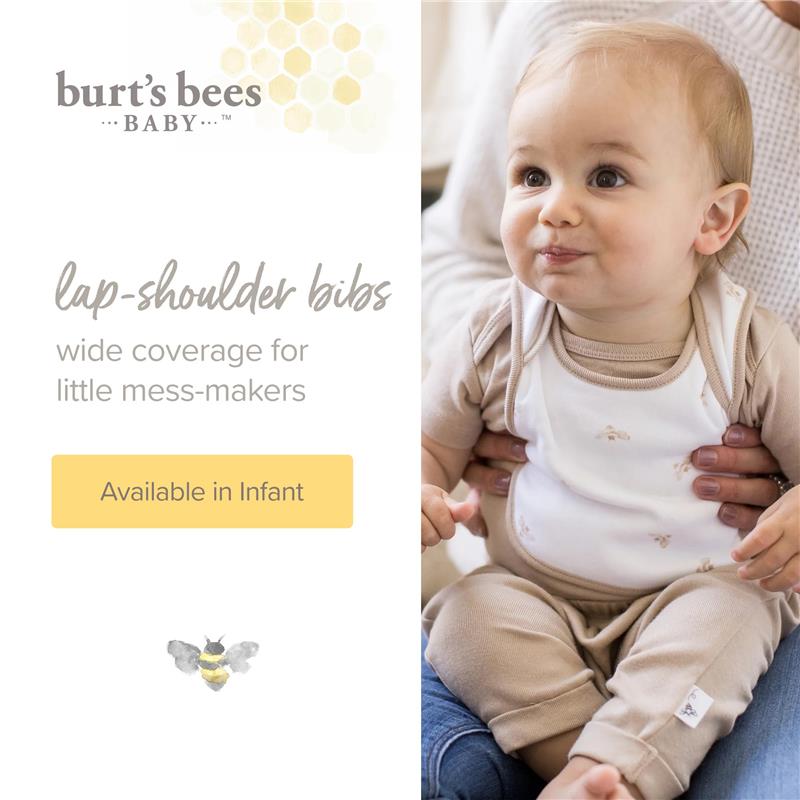 Burt's Bees 5Pk Baby Bibs 100% Organic Cotton Teething Drool Bibs