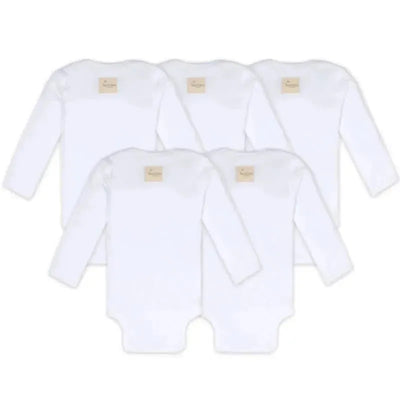 Burts Bees - 5Pk Bee Essential Long Sleeve Bodysuit, Cloud Image 2