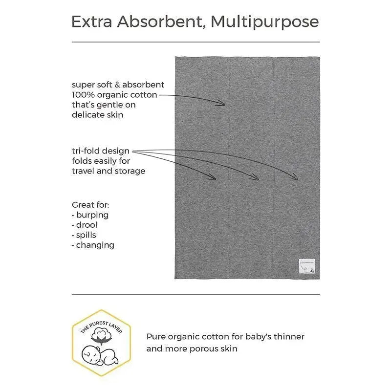 Burts Bees - 5Pk Bee Essential Organic Burp Cloths, Cloud Image 3