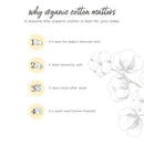 Reasons why organic cotton is best for babies: soft, durable, gentle on skin, and environmentally friendly.