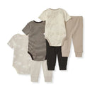 Burts Bees - 6Pk Baby Unisex Organic Cotton Bodysuit & Pant Set, Limestone Image 4