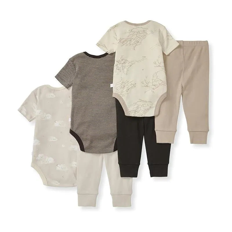 Burts Bees - 6Pk Baby Unisex Organic Cotton Bodysuit & Pant Set, Limestone Image 4