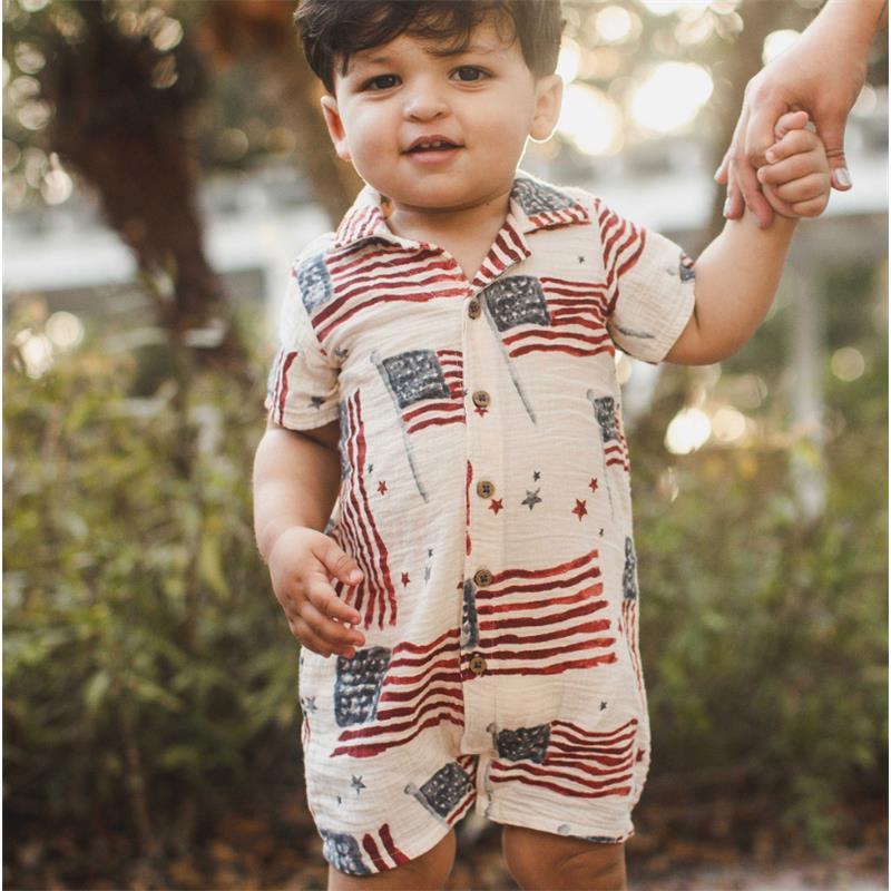Burts Bees American Flag Baby Boy Romper Image 2