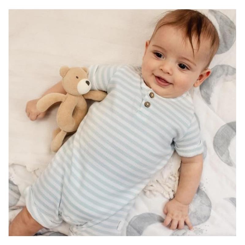 Burts Bees - Baby Boy Rib Stripe Romper, Ocean Image 4