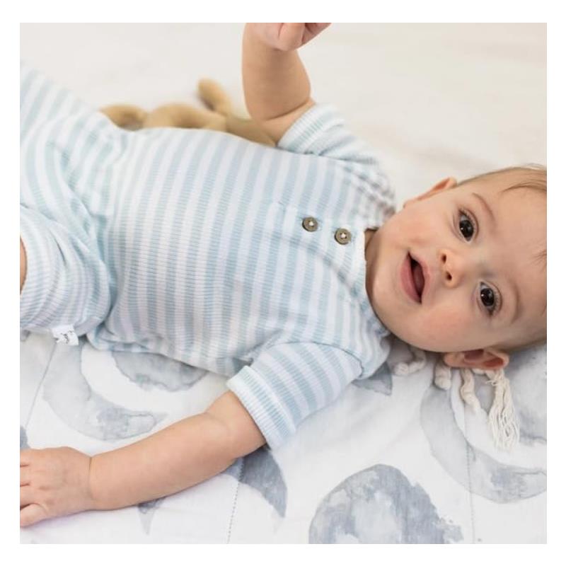 Burts Bees - Baby Boy Rib Stripe Romper, Ocean Image 5
