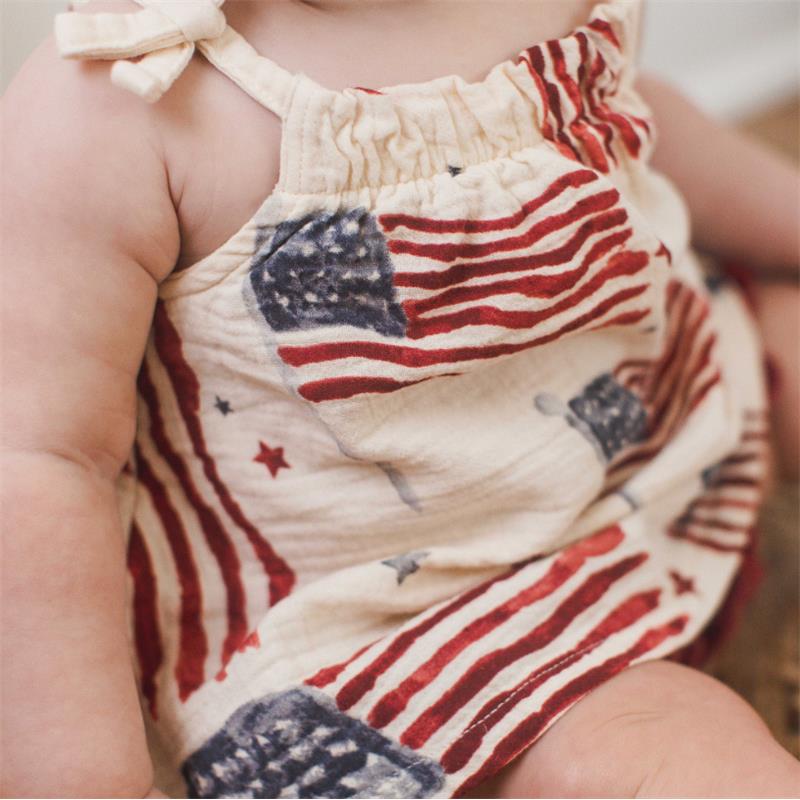 Burts Bees Baby Girl American Flag Girl Tank & Shorts Set Image 5