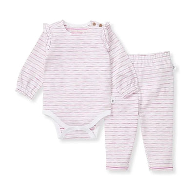 Burts Bees - Baby Girl Slub Stripe Bodysuit Set, Crocus Image 1