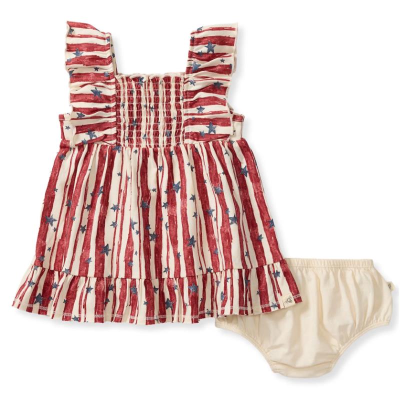 Burts Bees Baby Girl Stars & Stripes Organic Cotton Dress Image 3