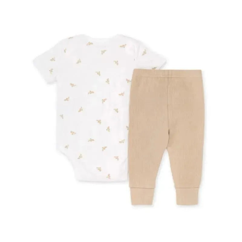 Burts Bees - Baby Golden Bee Bodysuit & Ribbed Pant Set, Cloud Image 2