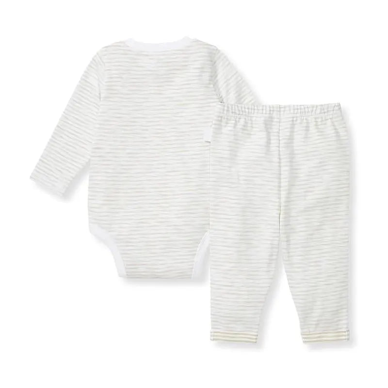 Burts Bees - Baby Unisex Slub Stripe Bodysuit Set, Mossy Green Image 2