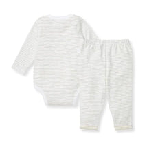 Burts Bees - Baby Unisex Slub Stripe Bodysuit Set, Mossy Green Image 2