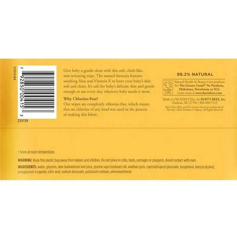 Burts Bees Baby Wipes Fragance Free, Baby Chlorine-Free Wipes 72Ct Image 6