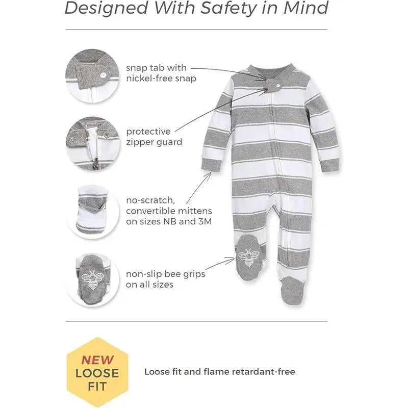 Burts Bees - Honey Bee Organic Baby Sleep & Play Pajamas, Heather Grey Image 3
