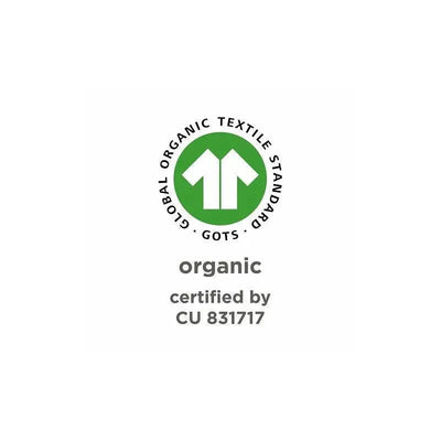 Global Organic Textile Standard (GOTS) certification logo indicating organic material certification.