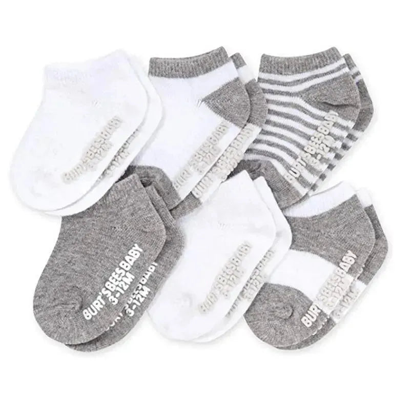 Burts Bees - 6Pk Organic Cotton Multi Heather Grey Baby Socks Image 1