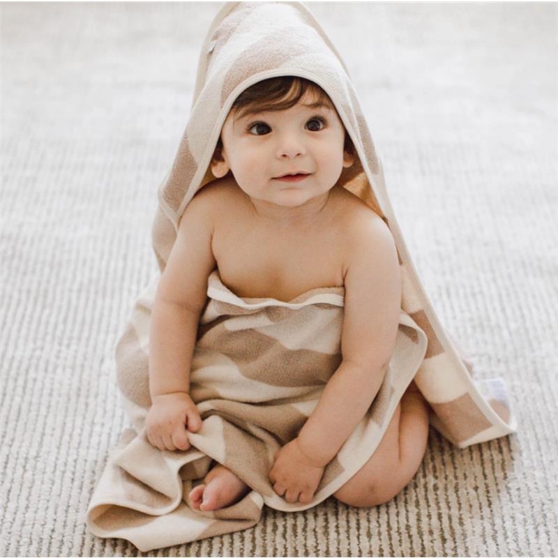 Burts Bees - Organic Cotton Rugby Stripe Woven Terry Towel & Washcloth Set Oat Image 3