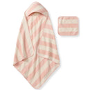 Burts Bees - Rugby Stripe Woven Terry Towel & Washcloth Set Pink Sand Image 1