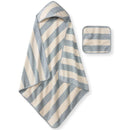 Burts Bees - Rugby Stripe Woven Terry Towel & Washcloth Set Quarry Image 1