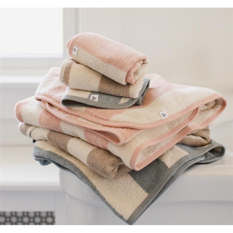 Burts Bees - Rugby Stripe Woven Terry Towel & Washcloth Set Quarry Image 3