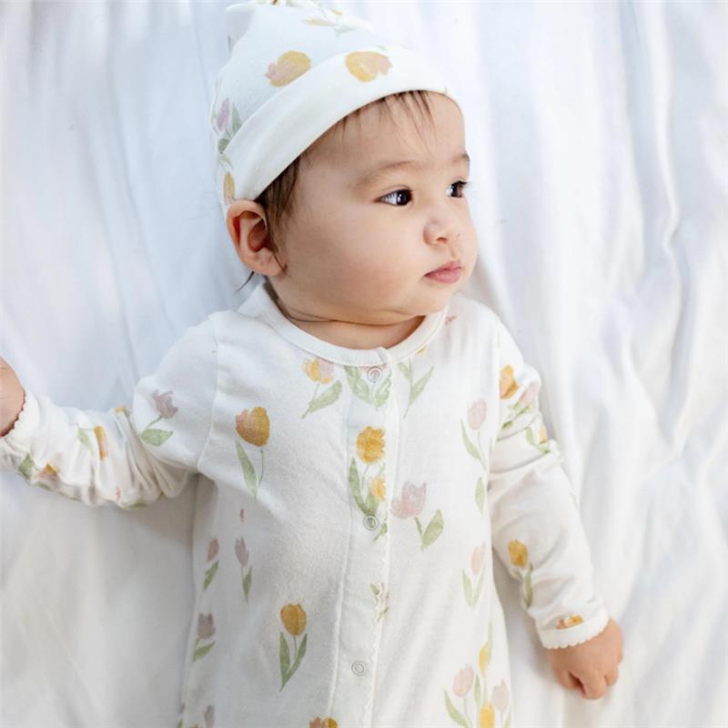 Burts Bees Tulip Fields Baby Girl Jumpsuit & Hat Set Image 2