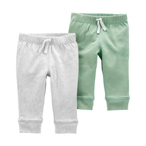 Carter's 2-Pack Cotton Baby Pants, Green & Grey Image 1