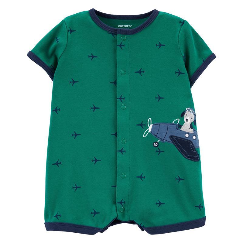 Carters - Baby Boy Plane Snap-Up Romper, Green Image 1