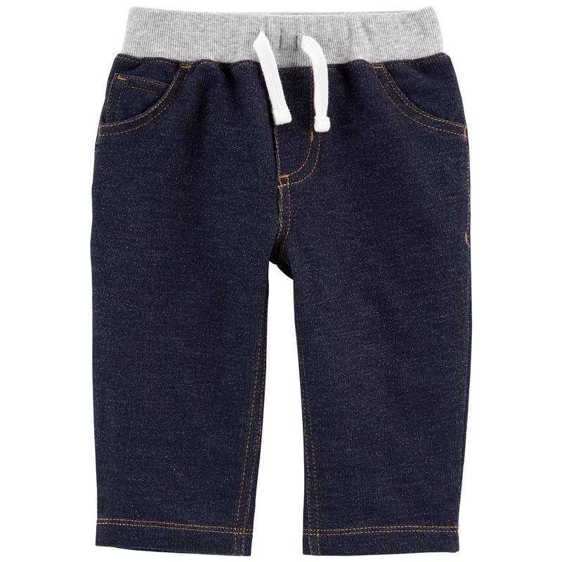 Carters - Baby Boy Pull-On Knit Denim Pants, Navy Image 1