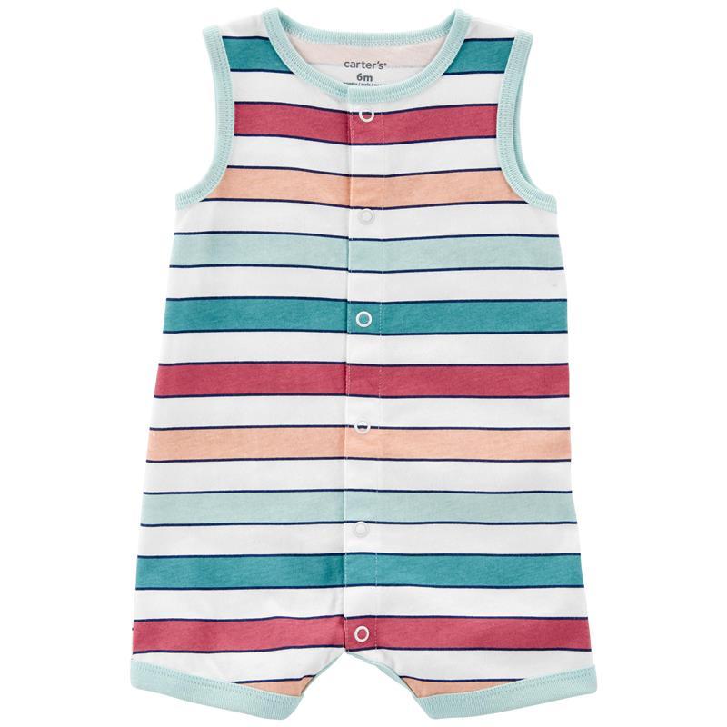 Carters - Baby Boy Shark Striped Snap-Up Cotton Romper Image 1