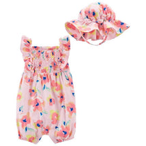 Carters - Baby Girl 2Pk Floral Romper & Hat Set, Pink Image 1