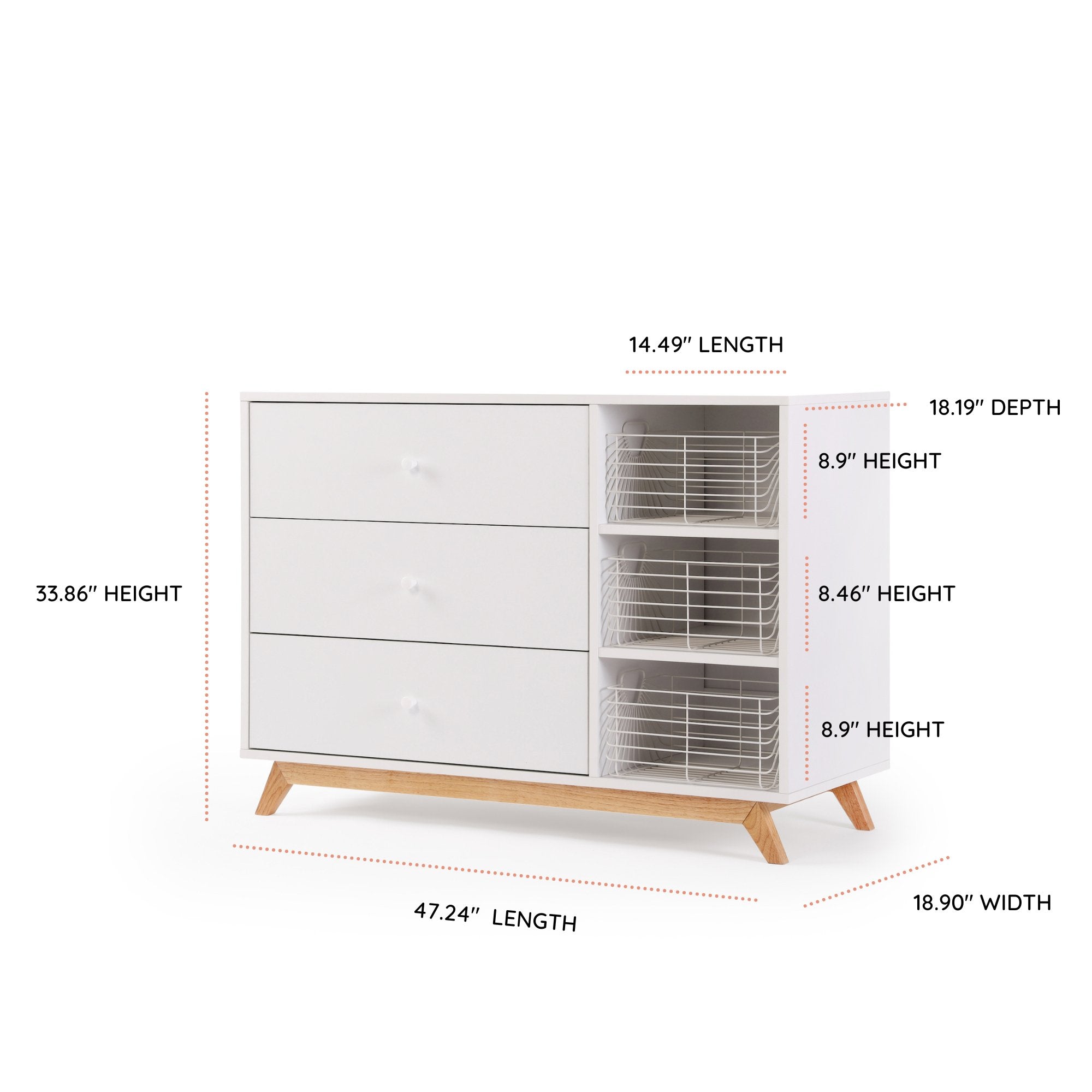 Central Park 3-Drawer, Two Shelf Nursery Dresser