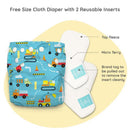 Charlie Banana - Construction One Size Reusable Cloth Diaper with Fleece Image 2