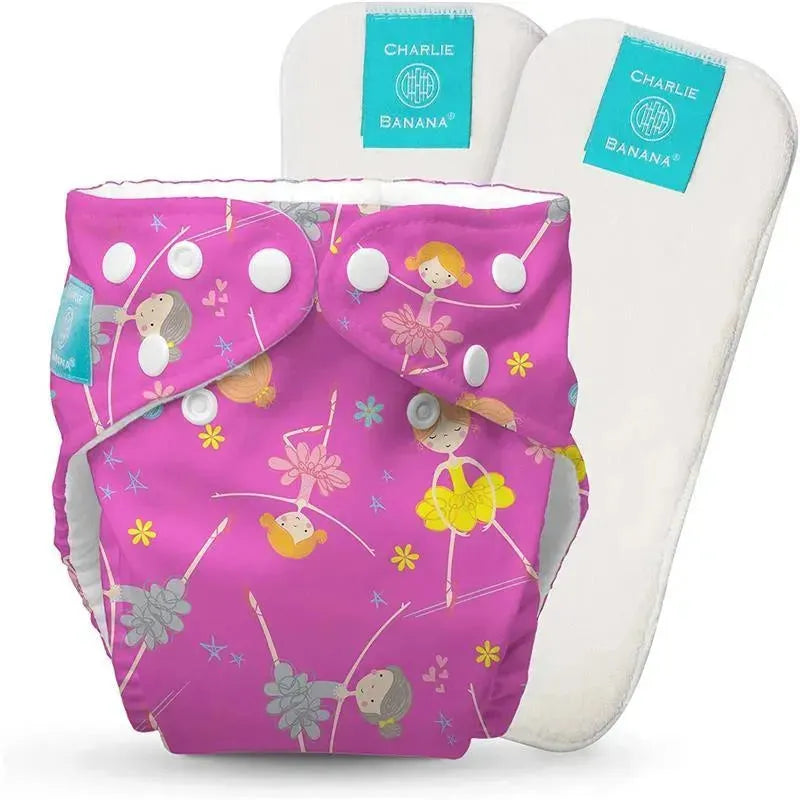 Charlie Banana - Diva Ballerina One Size Reusable Cloth Diaper with Fleece Image 1