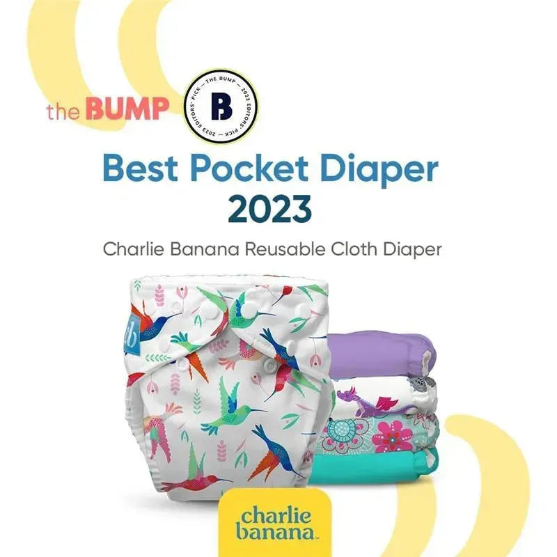 Charlie Banana - Reusable Washable Cloth Diaper, Adjustable One Size, Sweet Dreams On Grey Image 2