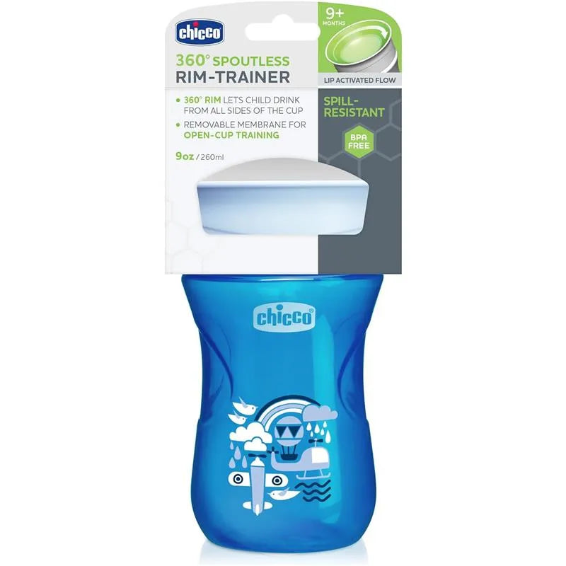 Chicco - 360° Spoutless Rim Trainer Sippy Cup 9M+ | Blue Image 8
